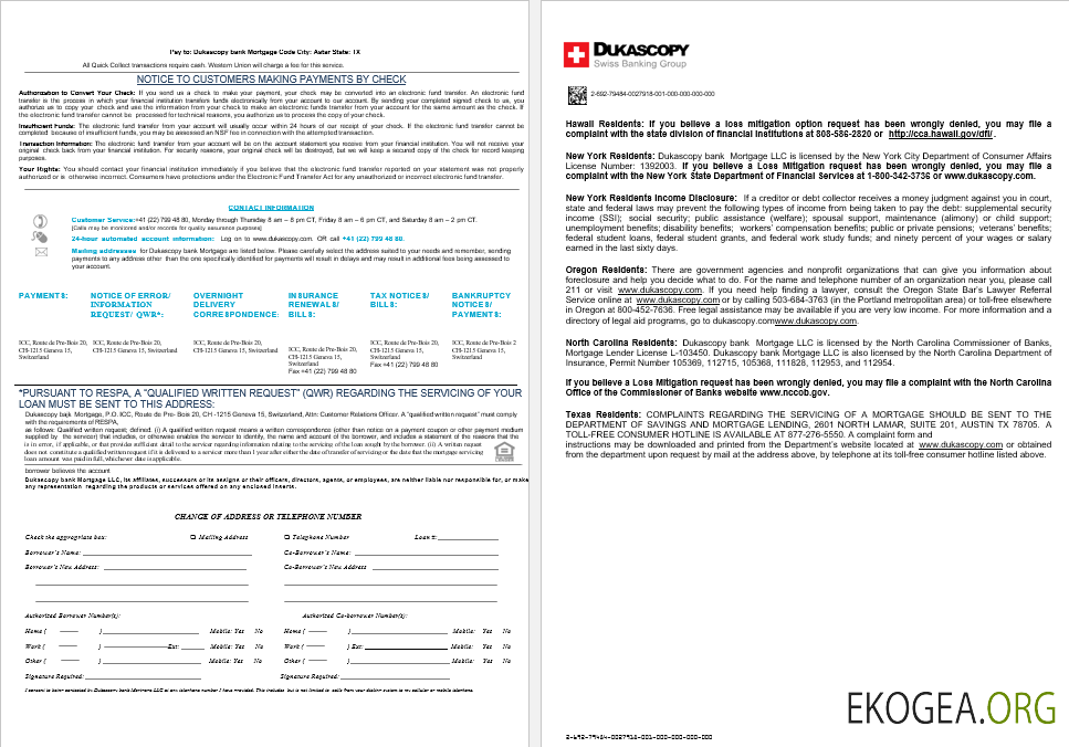 Suisse Relevé de prêt hypothécaire bancaire Dukascopy aux formats Word et PDF, 8 pages 3, 4